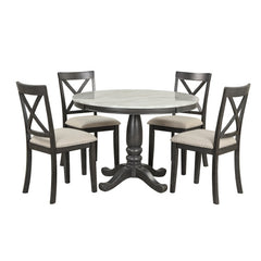 Orisfur. 5 Pieces Dining Table Solid Wood