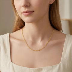 925 Sterling Silver Elegant Gold Paperclip Chain Necklace with Adjustable Length and Lobster Clasp