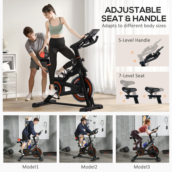 Exercise Bike, 8kg Flywheel Stationary Bike Indoor Cycling Machine With Adjustable Resistance Seat Handlebar, Black