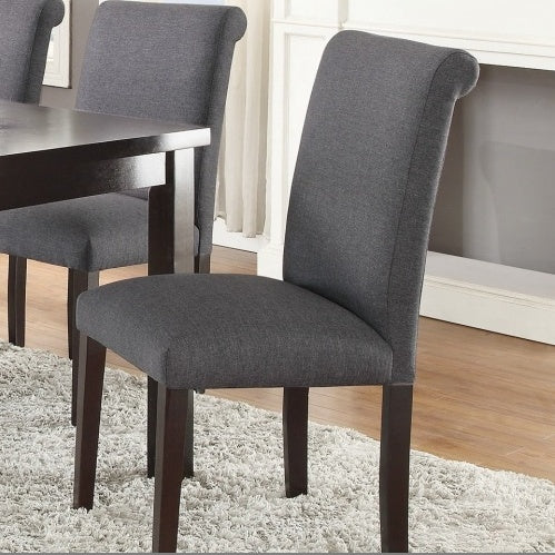 Dining Room Chairs Ash Black Polyfiber Set 2 Chairs Dining Room Furniture