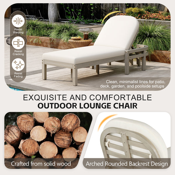 Premium Acacia Wood Patio Recliners With Arched Backrest