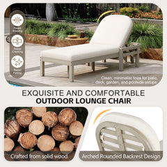 Premium Acacia Wood Patio Recliners With Arched Backrest