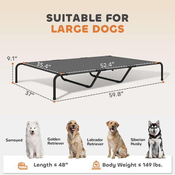 Elevated Dog Bed for Large Breeds Gray 60"L