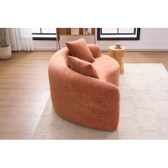 LY 042 S Curved Chenille Sectional Sofa  Dual-Depth  21.3x  26.8, Beige, No Assembly, Compact For Small Spaces, 400 Lbs, 66.9 L