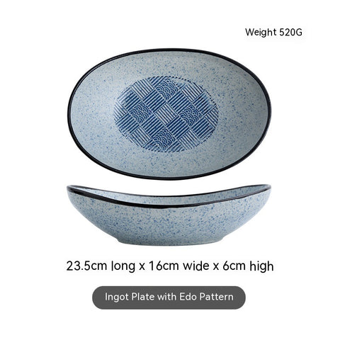 Japanese-style Ceramic Salad Dish Deep Plates Oval
