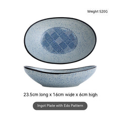 Japanese-style Ceramic Salad Dish Deep Plates Oval