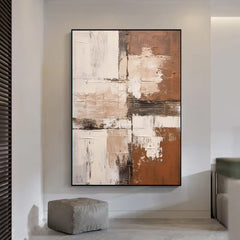 Large Abstract Handmade Painting Brown Textured Wall Art