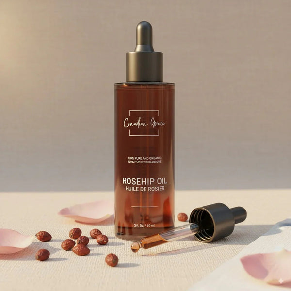 Canadian Grace 100% Organic Rosehip Oil – For Fine Lines, Uneven Tone & Brighter-Looking Skin