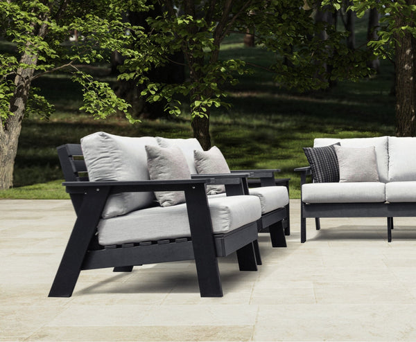 Hazelnut Black Polymer Lounge Chair with Sunbrella® Cushion
