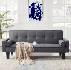 Midcentury Love Seat Sofa With Pillows