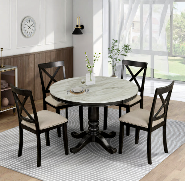 Orisfur. 5 Pieces Dining Table Solid Wood