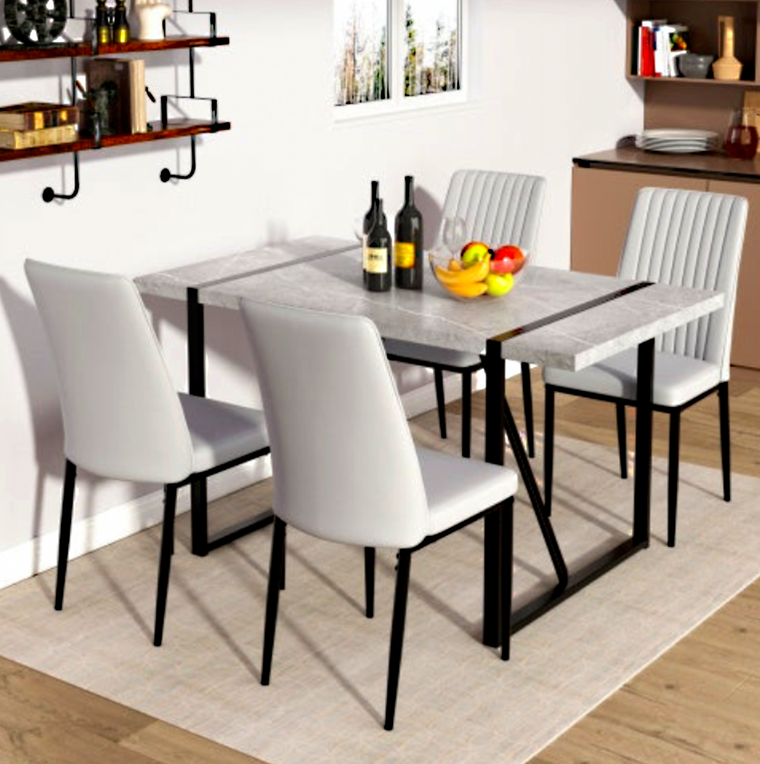 Modern Dining Table Rectangular Dinner Table, Easy Assembly,