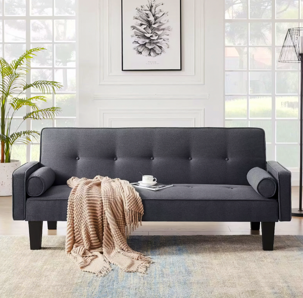 Midcentury Love Seat Sofa With Pillows