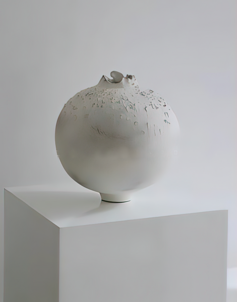 Textured Round Ceramic Vase Art Flower Vessel