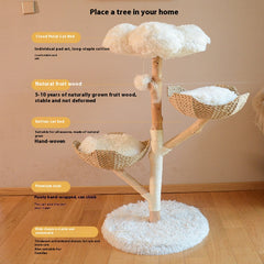Cat Climbing Solid Wood Rattan Scratching Tree