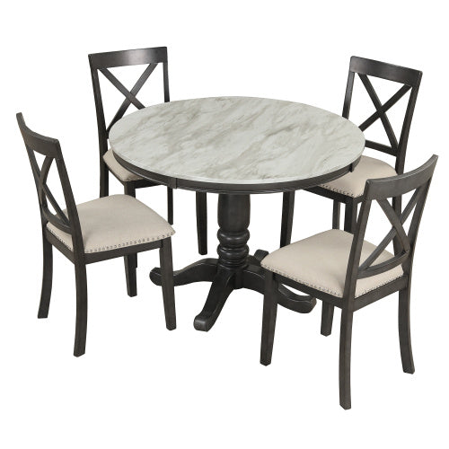 Orisfur. 5 Pieces Dining Table Solid Wood