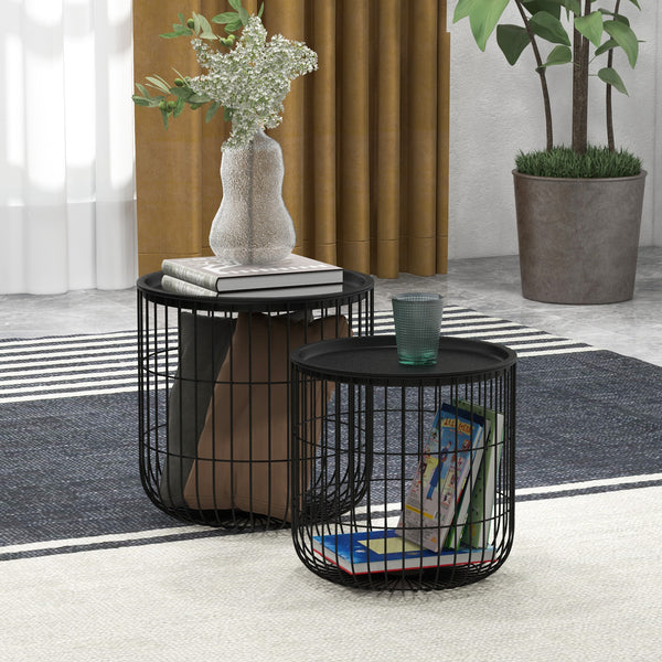 Tables with Steel Wired Basket Body and Removable Top