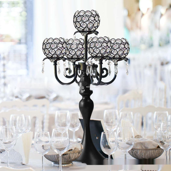 Luxury Wedding Metal Crystal Pendant Candlestick Table Decoration