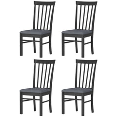 Wooden Dining Chairs Set Of 4, Farmhouse Upholstered Kitchen Chairs With Rubber Wood Frame, Black And Gray