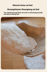 Cat Climbing Solid Wood Rattan Scratching Tree