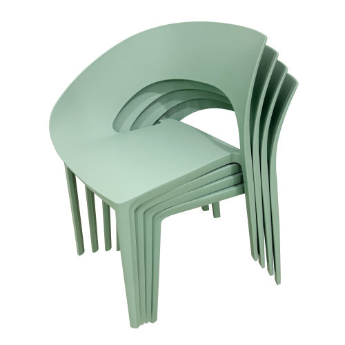 Haze Green Polypropylene Single Side Chair  One Piece Design For Indoor & Outdoor Use,suitable For Living Rooms, Dining Rooms, Gardens, Terraces And Other Scenarios