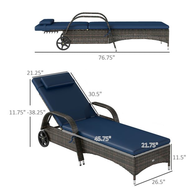 2 Reclining Chaise Lounge Chairs, Rolling Outdoor Chairs With Cushion