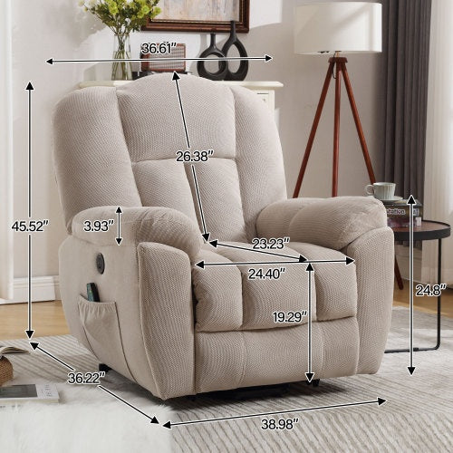 Power Lift Recliner Chair With Heat And Massage Recliner Chair For Living Room With Infinite Position And Side Pocket,USB Charge Port