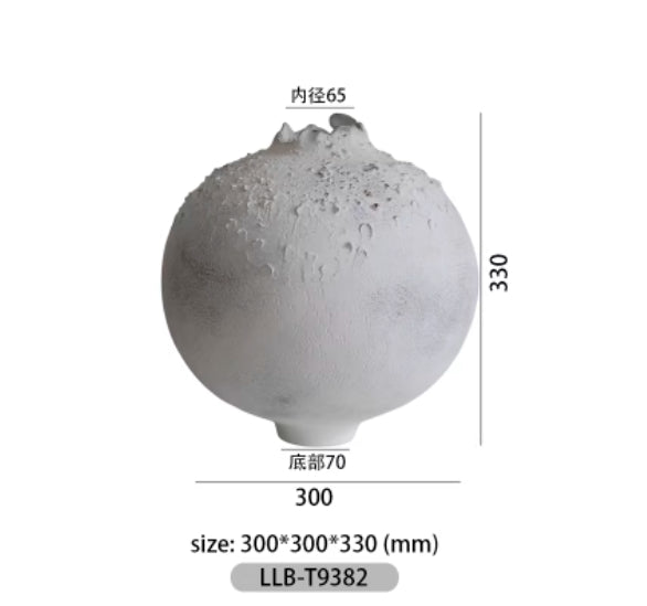 Textured Round Ceramic Vase Art Flower Vessel