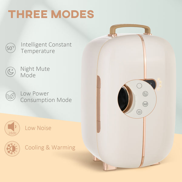 Portable Skincare Fridge With LED Display, 12L Mini Fridge For Beauty, Makeup And Cosmetics, Small Refrigerator Cooler For Bedroom, Home Office, Desktop, White