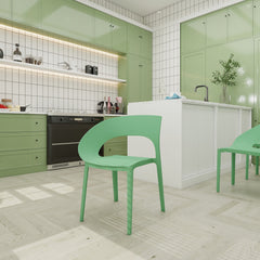 Haze Green Polypropylene Single Side Chair  One Piece Design For Indoor & Outdoor Use,suitable For Living Rooms, Dining Rooms, Gardens, Terraces And Other Scenarios