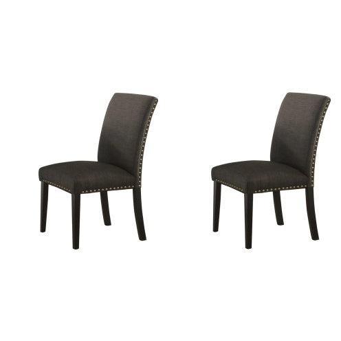 Dining Room Chairs Ash Black Polyfiber Set 2 Chairs Dining Room Furniture