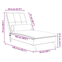 Massage Chaise Lounge with Neck Roll, Velvet