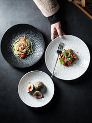 Homemade Underglaze Ceramic Stone Pattern Round Deep Plates