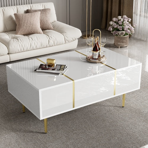 White High-gloss Coffee Table, Modern And Simple