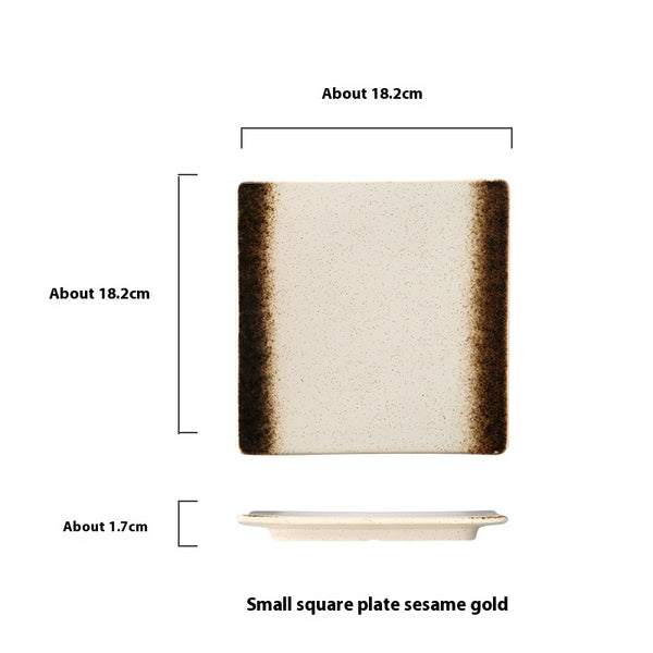 Square Plate Colored Glaze Plate Dish Barbecue Ceramic Plate