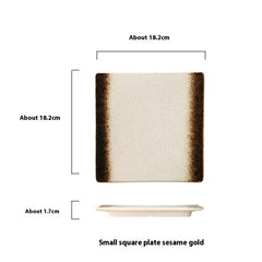 Square Plate Colored Glaze Plate Dish Barbecue Ceramic Plate