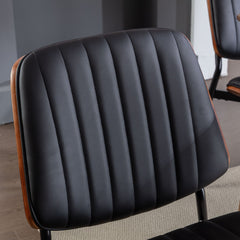 2 Mid Century Modern Retro Faux Leather Chair With Walnut