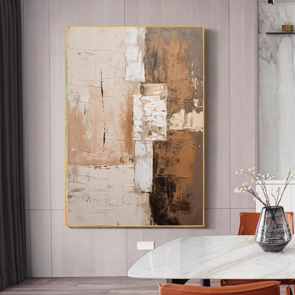 Large Abstract Handmade Painting Brown Textured Wall Art