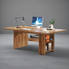 Large Long Writing Table With Storage Shelves