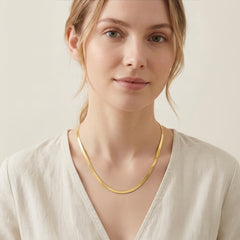 Sleek Elegant High Quality Gold Plated Herringbone Chain Necklace