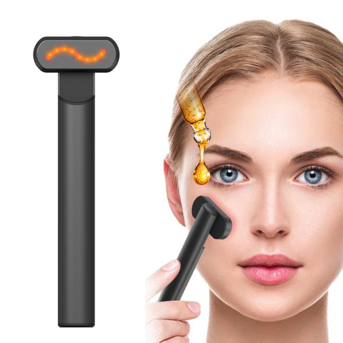 4 In 1 Portable Skin Care Vibration Massager Facial Rejuvenation Hand Held Equipment Face Beauty Eye LED Red Light Therapy Wand