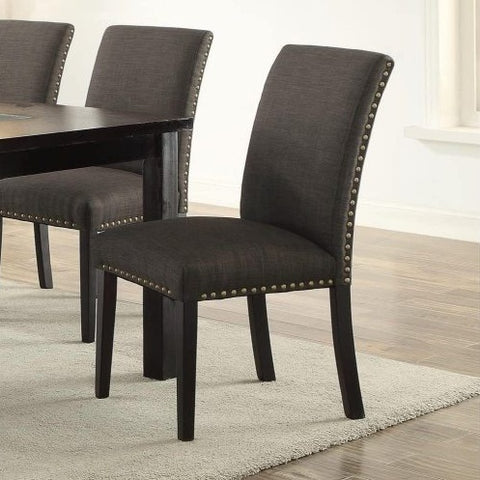 Dining Room Chairs Ash Black Polyfiber Set 2 Chairs Dining Room Furniture