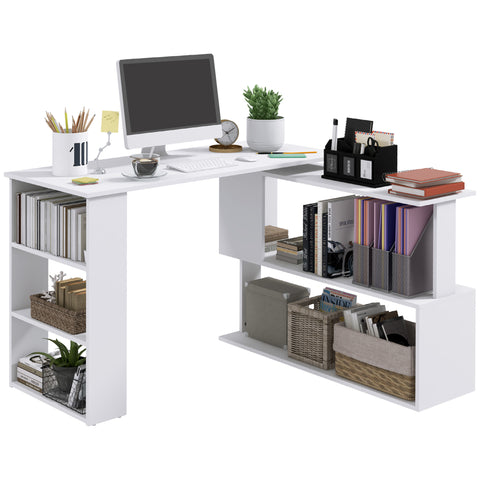 Home Office Desk L Shaped Corner Computer Desk With Storage Shelves