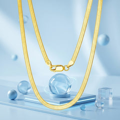Sleek Elegant High Quality Gold Plated Herringbone Chain Necklace