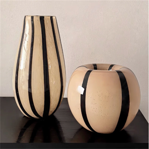 Midcentury Style Striped Glass Vase