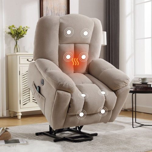 Power Lift Recliner Chair With Heat And Massage Recliner Chair For Living Room With Infinite Position And Side Pocket,USB Charge Port