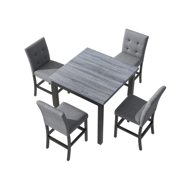 Wood Dining Table, Chairs Stools with Footrest