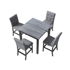 Wood Dining Table, Chairs Stools with Footrest