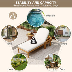 TREXM Outdoor Chaise Lounge  Premium Acacia Wood Patio Recliner