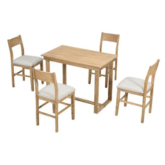 TOPMAX Farmhouse 5-Piece Counter Height Dining Set, 1 Table & 4 Chairs